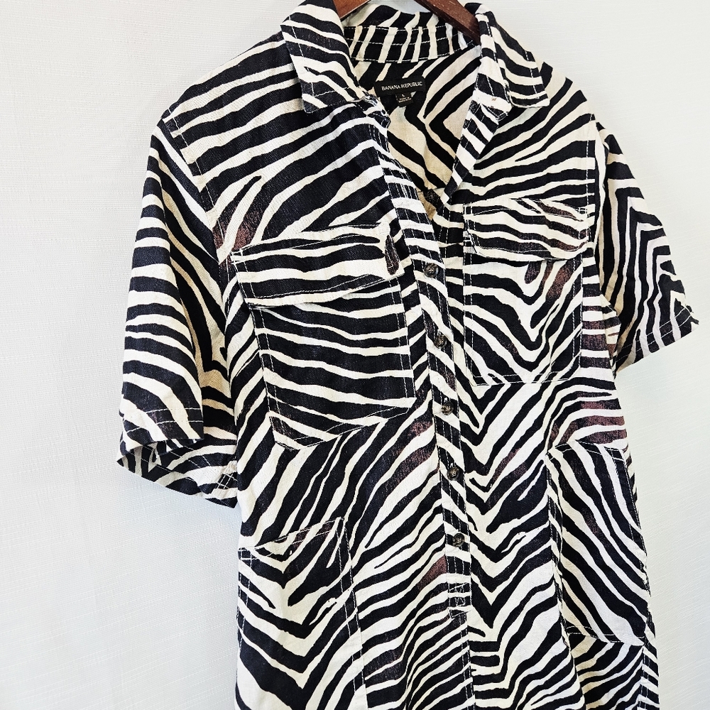 Banana Republic Zebra Safari Linen Romper size Large - Picture 6 of 10
